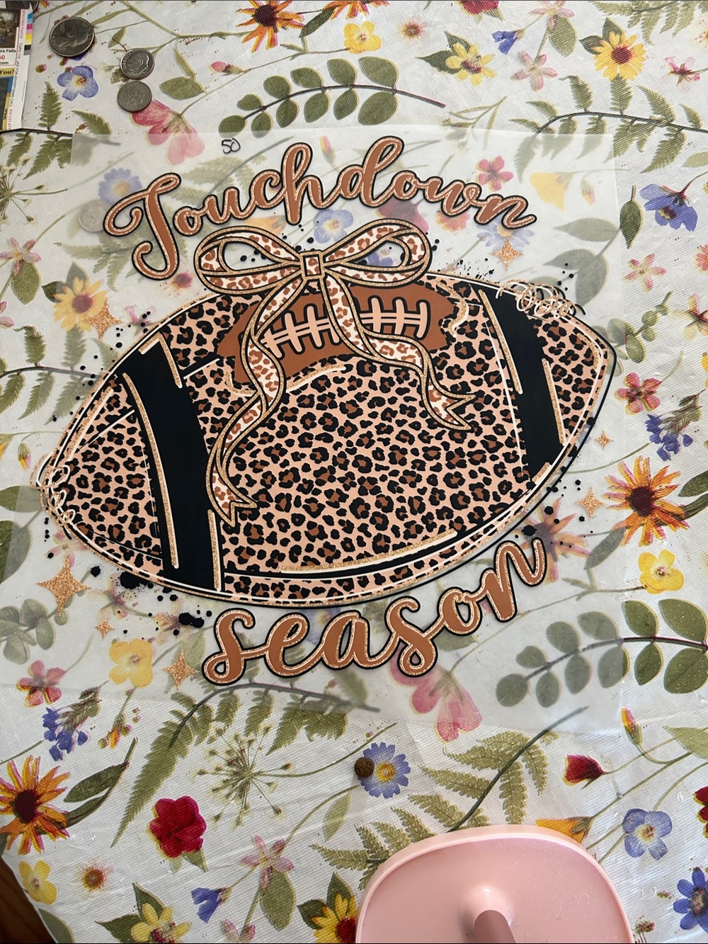 Kids One-Piece "Touchdown Season" Leopard Football Dtf transfer